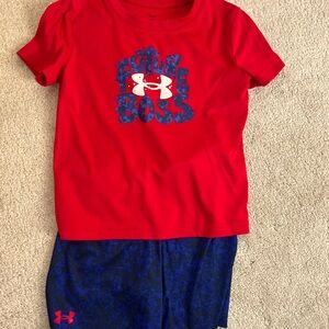 Under armour lot of 4t dri fit. T-shirt and shorts set and two shorts.